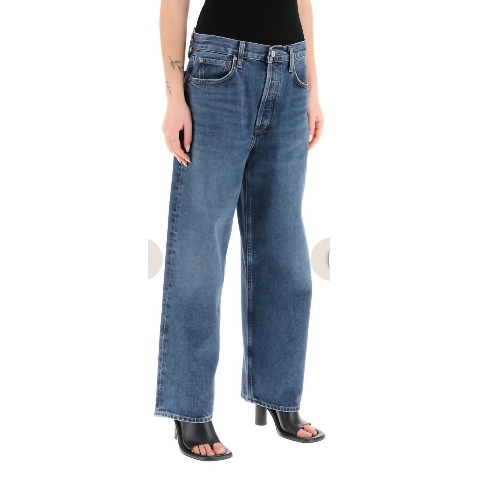Agolde Women's Low Slung Baggy Jeans Libertine Size 33 Wide Leg Mid Rise New